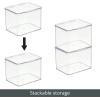 imagemDesign Plastic Kitchen Pantry and Fridge Storage Organizer Box Containers with Hinged Lid for Shelves or Cabinets Holds Food Snacks Canned Drinks Seasoning Condiments or Utensils 2 Pack Clear55 x 66 x 5