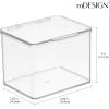 imagemDesign Plastic Kitchen Pantry and Fridge Storage Organizer Box Containers with Hinged Lid for Shelves or Cabinets Holds Food Snacks Canned Drinks Seasoning Condiments or Utensils 2 Pack Clear55 x 66 x 5
