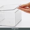 imagemDesign Plastic Kitchen Pantry and Fridge Storage Organizer Box Containers with Hinged Lid for Shelves or Cabinets Holds Food Snacks Canned Drinks Seasoning Condiments or Utensils 2 Pack Clear55 x 66 x 37