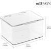 imagemDesign Plastic Kitchen Pantry and Fridge Storage Organizer Box Containers with Hinged Lid for Shelves or Cabinets Holds Food Snacks Canned Drinks Seasoning Condiments or Utensils 2 Pack Clear55 x 66 x 37
