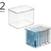 imagemDesign Plastic Kitchen Pantry and Fridge Storage Organizer Box Containers with Hinged Lid for Shelves or Cabinets Holds Food Snacks Canned Drinks Seasoning Condiments or Utensils 2 Pack Clear55 x 66 x 5