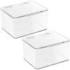 imagemDesign Plastic Kitchen Pantry and Fridge Storage Organizer Box Containers with Hinged Lid for Shelves or Cabinets Holds Food Snacks Canned Drinks Seasoning Condiments or Utensils 2 Pack Clear55 x 66 x 37