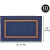 imagemDesign Rectangular Coir and Rubber Entryway Welcome Doormat with Natural Fibers for Indoor or Outdoor Use  Decorative Script Hello Design  Navy BlueNaturalNavy natural