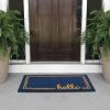 imagemDesign Rectangular Coir and Rubber Entryway Welcome Doormat with Natural Fibers for Indoor or Outdoor Use  Decorative Script Hello Design  Navy BlueNaturalNavy Border Hello