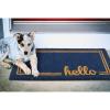 imagemDesign Rectangular Coir and Rubber Entryway Welcome Doormat with Natural Fibers for Indoor or Outdoor Use  Decorative Script Hello Design  Navy BlueNaturalNavy Border Hello