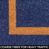 imagemDesign Rectangular Coir and Rubber Entryway Welcome Doormat with Natural Fibers for Indoor or Outdoor Use  Decorative Script Hello Design  Navy BlueNaturalNavy natural