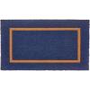 imagemDesign Rectangular Coir and Rubber Entryway Welcome Doormat with Natural Fibers for Indoor or Outdoor Use  Decorative Script Hello Design  Navy BlueNaturalNavy natural