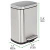 imagemDesign Stainless Steel Touchless Rectangular 13 Gallon5 Liter Foot Step Trash Can with Lid  Wastebasket Container Bin for Bathroom Bedroom Kitchen Office Holds Garbage Waste  Brushed ChromeBrushed