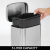 imagemDesign Stainless Steel Touchless Rectangular 13 Gallon5 Liter Foot Step Trash Can with Lid  Wastebasket Container Bin for Bathroom Bedroom Kitchen Office Holds Garbage Waste  Brushed ChromeBrushed