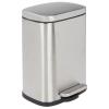 imagemDesign Stainless Steel Touchless Rectangular 13 Gallon5 Liter Foot Step Trash Can with Lid  Wastebasket Container Bin for Bathroom Bedroom Kitchen Office Holds Garbage Waste  Brushed ChromeBrushed