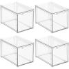 imagemDesign Plastic Stackable Bathroom Storage Organizer Bin Containers with Front Pull Drawer for Bathroom Countertop Vanity Closet Shelves  Holder for Accessories  Lumiere Collection 2 Pack Clear8 x 12 x 8 Pack of 4