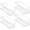imagemDesign Plastic Stackable Kitchen Organizer  Storage Bin with Handles for Refrigerator Freezer Cabinet and Pantry Shelves Organization  Food Container  Ligne Collection  4 Pack  Clear10 x 6 x 3