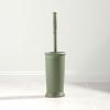 image:imagemDesign Toilet Bowl Brush and Holder  Covered Bathroom Brush  Standing Scrubber in Modern Holder  Compact Space Saving Deep Cleaning  WhiteOlive Green