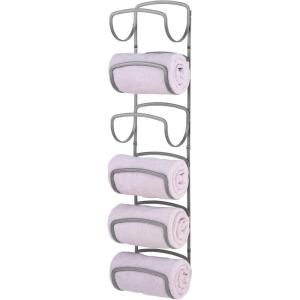 image:imagemDesign Metal Towel Shelves  Towel Rack for The Bathroom with 6 Compartments  Practical Bathroom Accessories for Both Large and Small Towels  SilverGraphite Grey