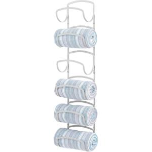 image:imagemDesign Metal Towel Shelves  Towel Rack for The Bathroom with 6 Compartments  Practical Bathroom Accessories for Both Large and Small Towels  SilverLight Gray