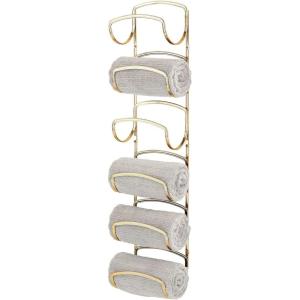 image:imagemDesign Metal Towel Shelves  Towel Rack for The Bathroom with 6 Compartments  Practical Bathroom Accessories for Both Large and Small Towels  SilverSoft Brass