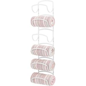image:imagemDesign Metal Towel Shelves  Towel Rack for The Bathroom with 6 Compartments  Practical Bathroom Accessories for Both Large and Small Towels  SilverWhite