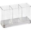 image:imagemDesign Cutlery Holder Modern Cutlery Basket for The Kitchen Table Pantry or Cupboard Kitchen Storage with 3 Compartments ClearChromeChromeClear