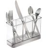 image:imagemDesign Cutlery Holder Modern Cutlery Basket for The Kitchen Table Pantry or Cupboard Kitchen Storage with 3 Compartments ClearChromeChromeClear