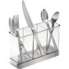 image:imagemDesign Cutlery Holder Modern Cutlery Basket for The Kitchen Table Pantry or Cupboard Kitchen Storage with 3 Compartments ClearChromeChromeClear