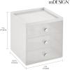 image:imagemDesign Makeup Organizer Storage Station Cube with 3 Drawers for Bathroom Vanity Cabinet Countertops  Holds Lip Gloss Eyeshadow Palettes Brushes Blush Mascara  WhiteClearLight GrayClear