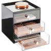 image:imagemDesign Makeup Organizer Storage Station Cube with 3 Drawers for Bathroom Vanity Cabinet Countertops  Holds Lip Gloss Eyeshadow Palettes Brushes Blush Mascara  WhiteClearBlackClear