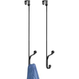 image:imagemDesign Metal Modern Over The Door Storage Organizer Rack  Hang Coats Hoodies Hats Scarves Purses Leashes Towels Robes Clothing  17 Tall 2 Hooks  2 Pack  BlackBlack