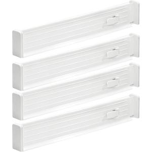 image:imagemDesign Expandable Dresser Drawer Divider with Foam Ends Drawer Divider Locks in Place Separators for Clothing and Accessories in Closet or Dresser Drawer Ligne Collection 4 Pack StoneWhite