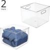 image:imagemDesign Plastic Storage Closet Organizer Bin Container Bin for Entryway Hallway Bedroom Linen and Coat Closet  Organization for Clothing Blankets Toys and Accessories Ligne Collection Clear10 x 10 x 8 Pack of 2