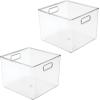 image:imagemDesign Plastic Storage Closet Organizer Bin Container Bin for Entryway Hallway Bedroom Linen and Coat Closet  Organization for Clothing Blankets Toys and Accessories Ligne Collection Clear10 x 10 x 8 Pack of 2