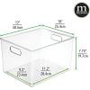 image:imagemDesign Plastic Storage Closet Organizer Bin Container Bin for Entryway Hallway Bedroom Linen and Coat Closet  Organization for Clothing Blankets Toys and Accessories Ligne Collection Clear12 x 10 x 8 Pack of 2