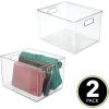 image:imagemDesign Plastic Storage Closet Organizer Bin Container Bin for Entryway Hallway Bedroom Linen and Coat Closet  Organization for Clothing Blankets Toys and Accessories Ligne Collection Clear12 x 10 x 8 Pack of 2