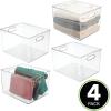 image:imagemDesign Plastic Storage Closet Organizer Bin Container Bin for Entryway Hallway Bedroom Linen and Coat Closet  Organization for Clothing Blankets Toys and Accessories Ligne Collection Clear12 x 10 x 8 Pack of 4