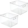 image:imagemDesign Plastic Storage Closet Organizer Bin Container Bin for Entryway Hallway Bedroom Linen and Coat Closet  Organization for Clothing Blankets Toys and Accessories Ligne Collection Clear12 x 10 x 8 Pack of 2
