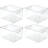 image:imagemDesign Plastic Storage Closet Organizer Bin Container Bin for Entryway Hallway Bedroom Linen and Coat Closet  Organization for Clothing Blankets Toys and Accessories Ligne Collection Clear12 x 10 x 8 Pack of 4