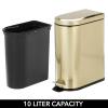 image:imagemDesign Small 13 Gallon Stainless Steel Metal Step Trash Can Garbage Bin for Bathroom Bedroom or Home Office  DShape Trashcan with Foot Pedal and Lid  Removable Liner Bucket with Handles BlackSoft Brass