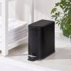 image:imagemDesign Small 13 Gallon Stainless Steel Metal Step Trash Can Garbage Bin for Bathroom Bedroom or Home Office  DShape Trashcan with Foot Pedal and Lid  Removable Liner Bucket with Handles BlackBlack