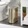 image:imagemDesign Small 13 Gallon Stainless Steel Metal Step Trash Can Garbage Bin for Bathroom Bedroom or Home Office  DShape Trashcan with Foot Pedal and Lid  Removable Liner Bucket with Handles BlackSoft Brass