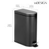image:imagemDesign Small 13 Gallon Stainless Steel Metal Step Trash Can Garbage Bin for Bathroom Bedroom or Home Office  DShape Trashcan with Foot Pedal and Lid  Removable Liner Bucket with Handles BlackBlack