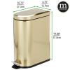 image:imagemDesign Small 13 Gallon Stainless Steel Metal Step Trash Can Garbage Bin for Bathroom Bedroom or Home Office  DShape Trashcan with Foot Pedal and Lid  Removable Liner Bucket with Handles BlackSoft Brass