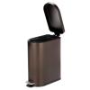image:imagemDesign Small 13 Gallon Stainless Steel Metal Step Trash Can Garbage Bin for Bathroom Bedroom or Home Office  DShape Trashcan with Foot Pedal and Lid  Removable Liner Bucket with Handles BlackBronze