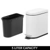 image:imagemDesign Small 13 Gallon Stainless Steel Metal Step Trash Can Garbage Bin for Bathroom Bedroom or Home Office  DShape Trashcan with Foot Pedal and Lid  Removable Liner Bucket with Handles BlackWhite