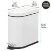 image:imagemDesign Small 13 Gallon Stainless Steel Metal Step Trash Can Garbage Bin for Bathroom Bedroom or Home Office  DShape Trashcan with Foot Pedal and Lid  Removable Liner Bucket with Handles BlackWhite
