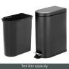 image:imagemDesign Small 13 Gallon Stainless Steel Metal Step Trash Can Garbage Bin for Bathroom Bedroom or Home Office  DShape Trashcan with Foot Pedal and Lid  Removable Liner Bucket with Handles BlackBlack