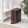 image:imagemDesign Small 13 Gallon Stainless Steel Metal Step Trash Can Garbage Bin for Bathroom Bedroom or Home Office  DShape Trashcan with Foot Pedal and Lid  Removable Liner Bucket with Handles BlackBronze