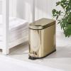 image:imagemDesign Small 13 Gallon Stainless Steel Metal Step Trash Can Garbage Bin for Bathroom Bedroom or Home Office  DShape Trashcan with Foot Pedal and Lid  Removable Liner Bucket with Handles BlackSoft Brass