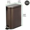 image:imagemDesign Small 13 Gallon Stainless Steel Metal Step Trash Can Garbage Bin for Bathroom Bedroom or Home Office  DShape Trashcan with Foot Pedal and Lid  Removable Liner Bucket with Handles BlackBronze