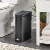 image:imagemDesign Small 13 Gallon Stainless Steel Metal Step Trash Can Garbage Bin for Bathroom Bedroom or Home Office  DShape Trashcan with Foot Pedal and Lid  Removable Liner Bucket with Handles BlackBlack
