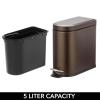 image:imagemDesign Small 13 Gallon Stainless Steel Metal Step Trash Can Garbage Bin for Bathroom Bedroom or Home Office  DShape Trashcan with Foot Pedal and Lid  Removable Liner Bucket with Handles BlackBronze