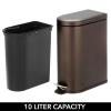 image:imagemDesign Small 13 Gallon Stainless Steel Metal Step Trash Can Garbage Bin for Bathroom Bedroom or Home Office  DShape Trashcan with Foot Pedal and Lid  Removable Liner Bucket with Handles BlackBronze